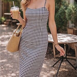 J.Crew Sweetheart Linen-Blend Sheath Dress Gingham Size 2